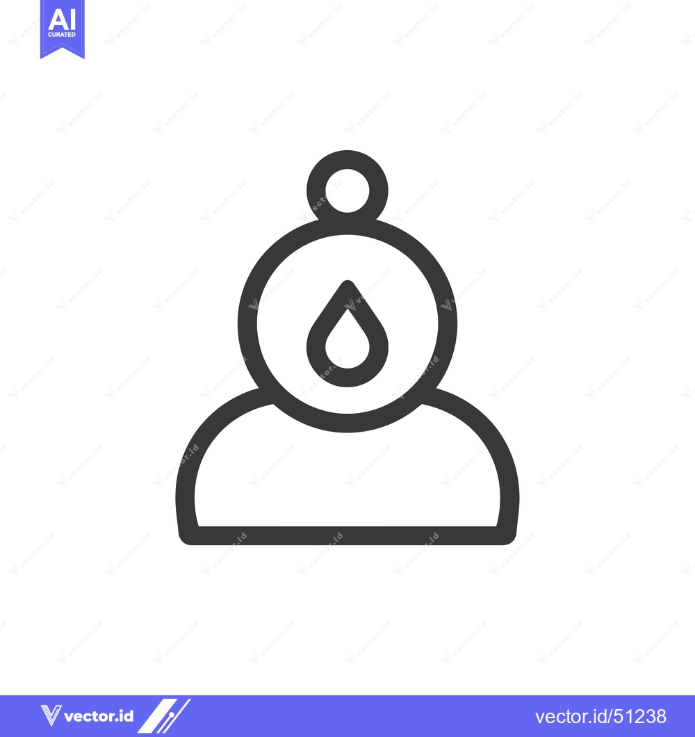 Premium Vector dari Line art icon of a person with a water drop in their head