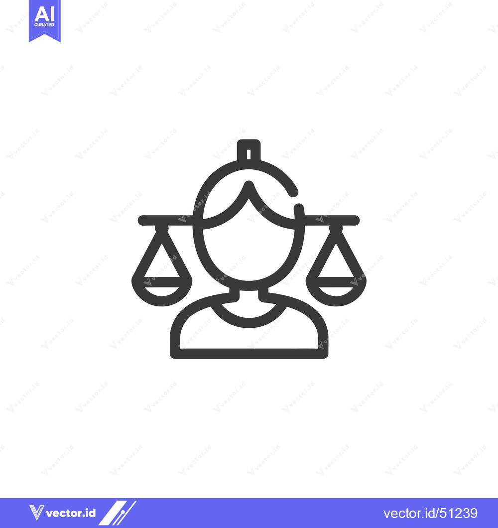 Premium Vector of Line art icon of a person with scales of justice