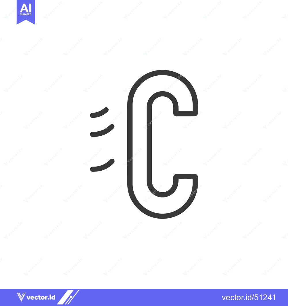 Premium Vector of Line Art Icon of a Phone Receiver with Signal Bars