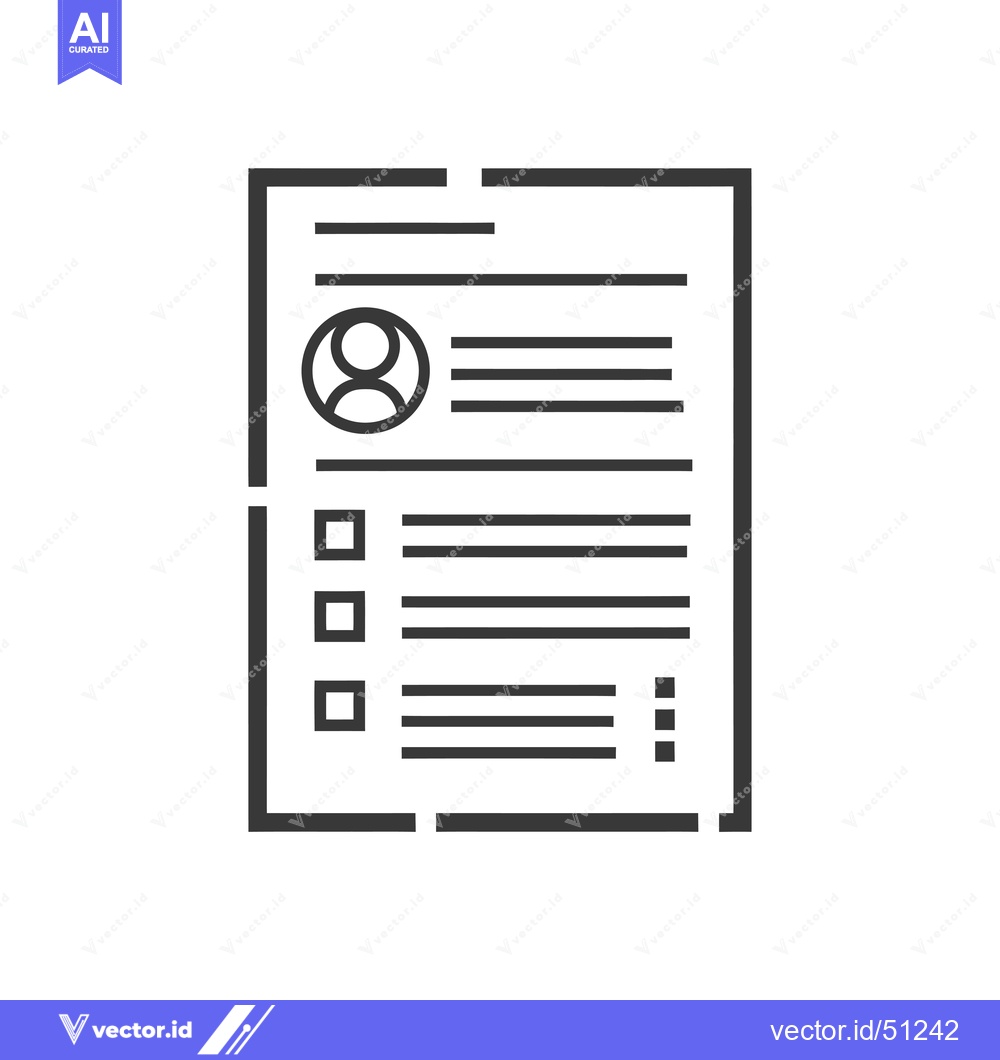 Premium Vector of Line Art Icon of a Profile on a Document
