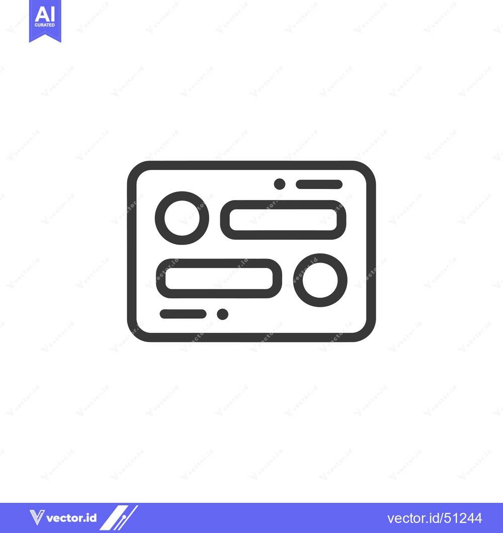 Premium Vector dari Line Art Icon of a Rectangular Object with Circles and Lines