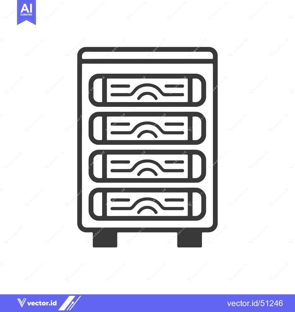 Premium Vector dari Line art icon of a server with four hard drives