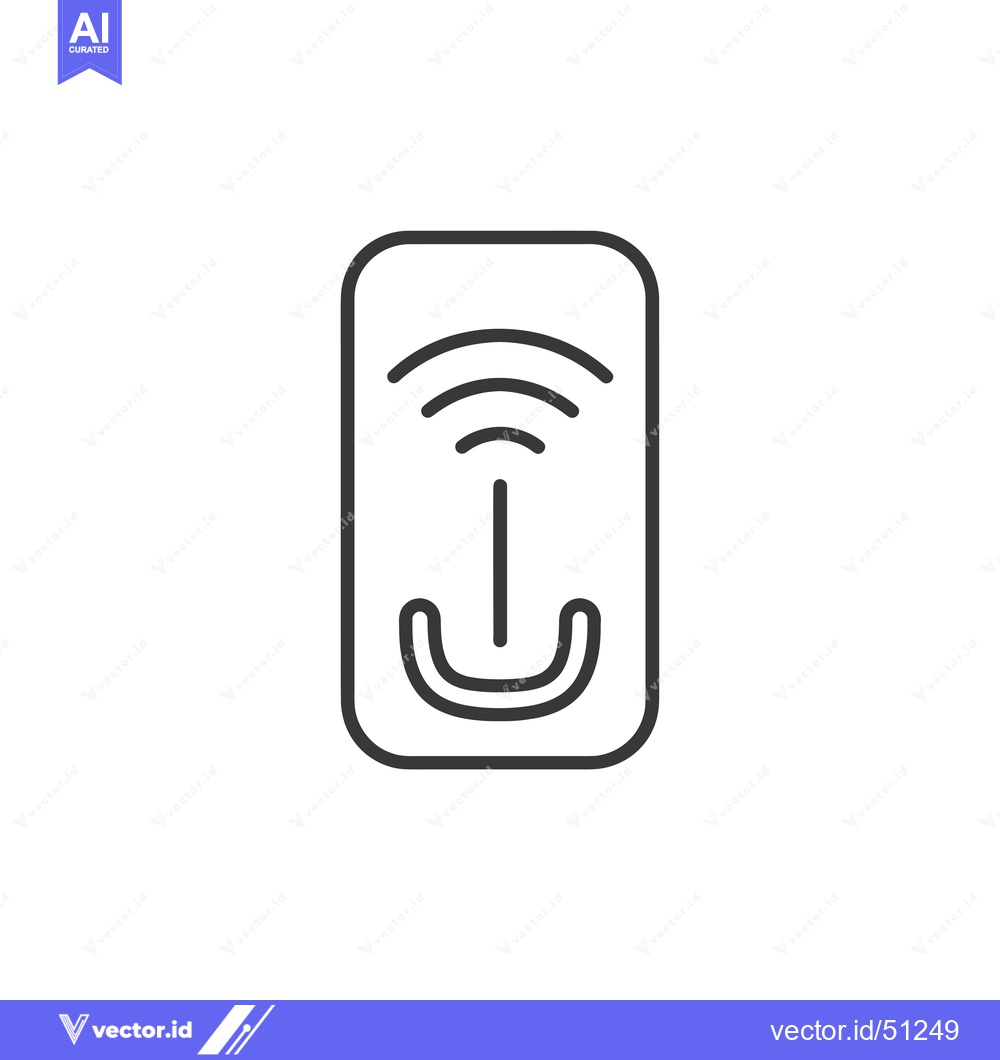 Premium Vector dari Line Art Icon of a Smartphone with a Wireless Signal and a Down Arrow