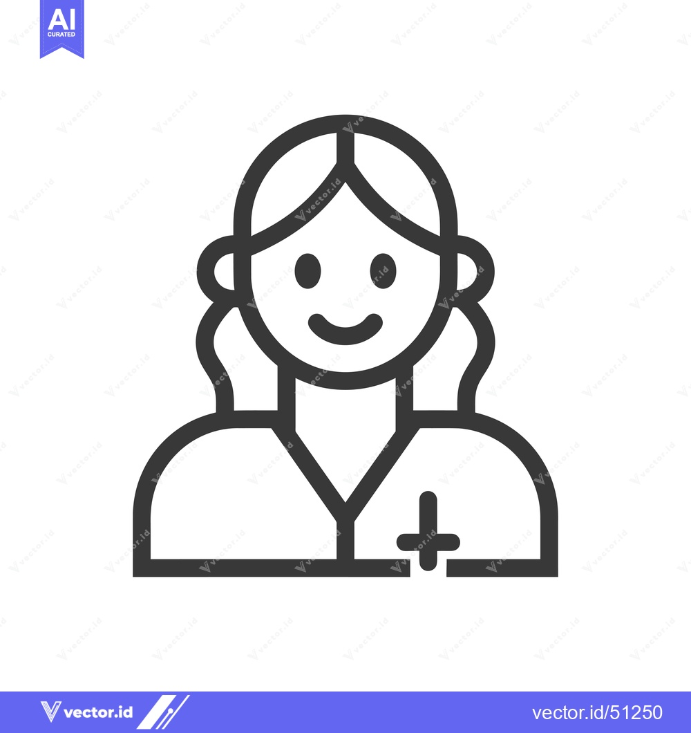 Premium Vector dari Line Art Icon of a Smiling Female Doctor