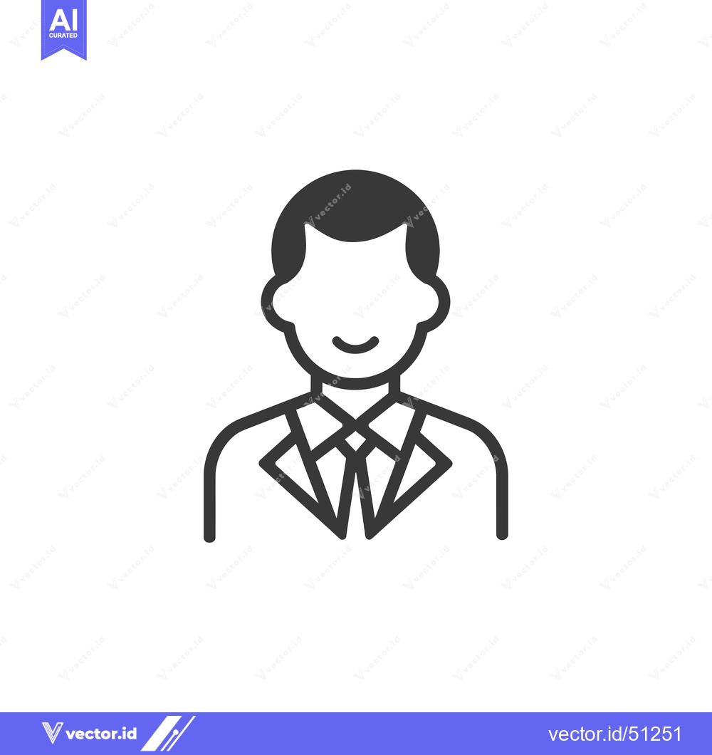 Premium Vector dari Line Art Icon of a Smiling Man in a Suit