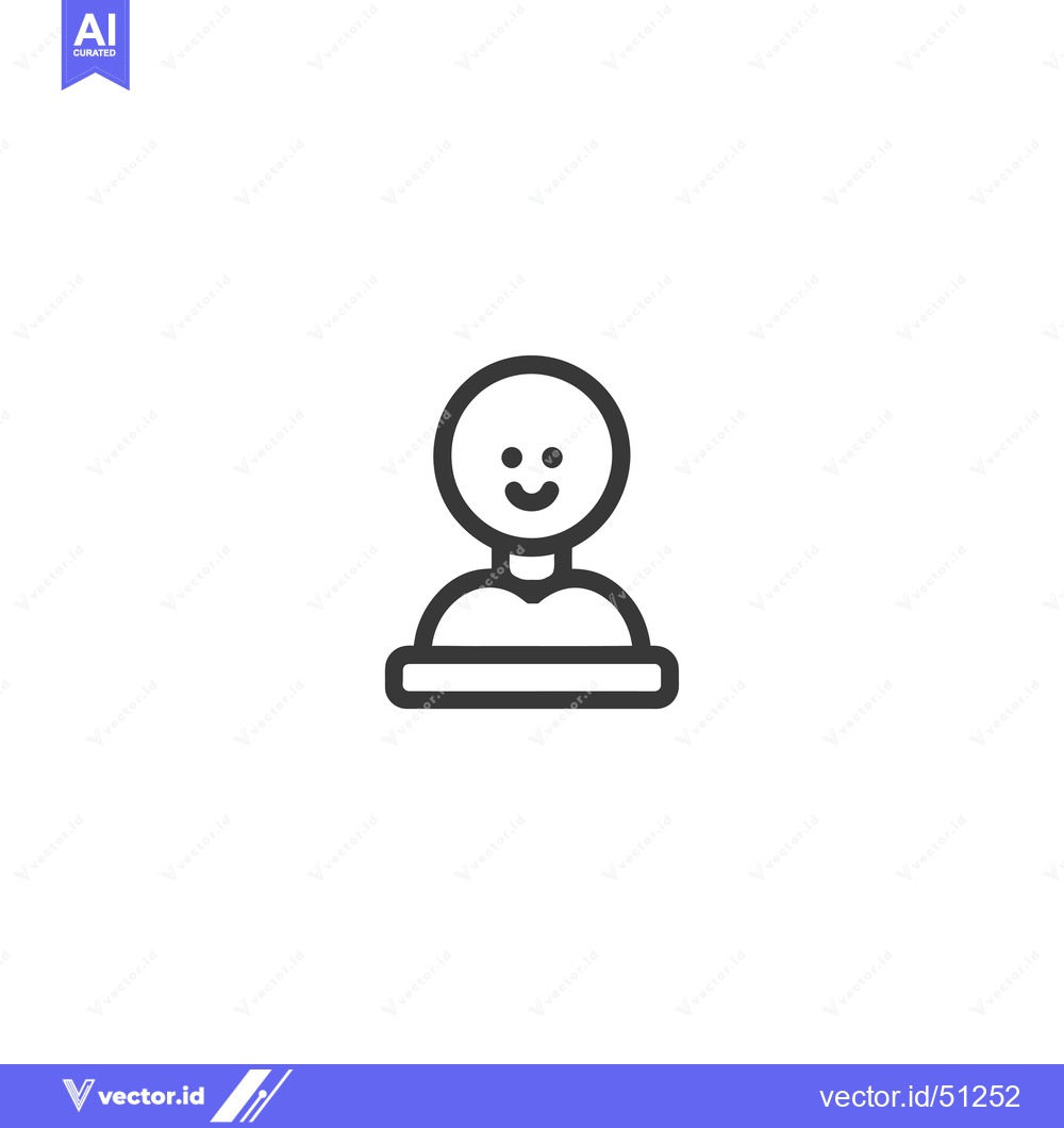Premium Vector of Line art icon of a smiling person with a base