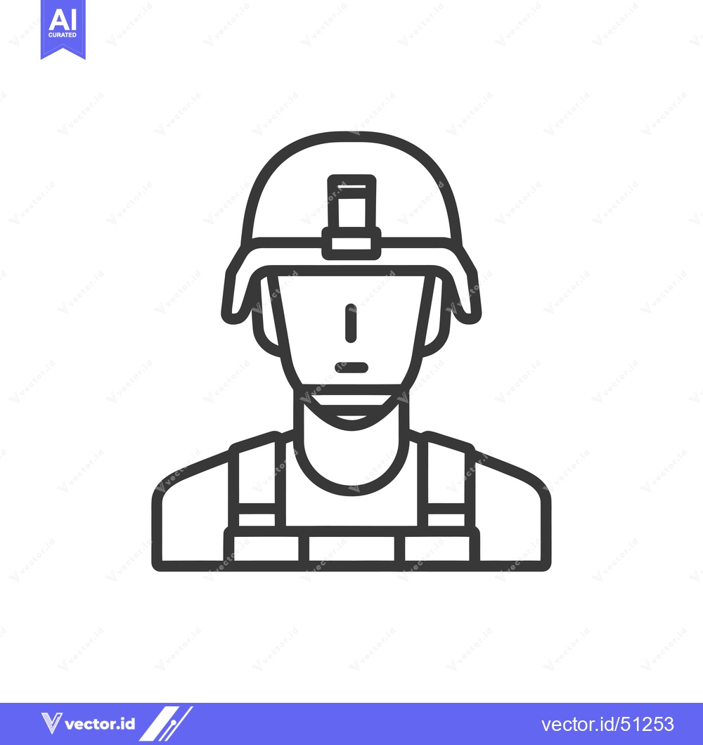Premium Vector dari Line art icon of a soldier in a helmet