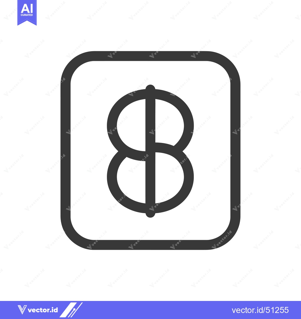 Premium Vector dari Line Art Icon of a Square with a Number Eight Inside