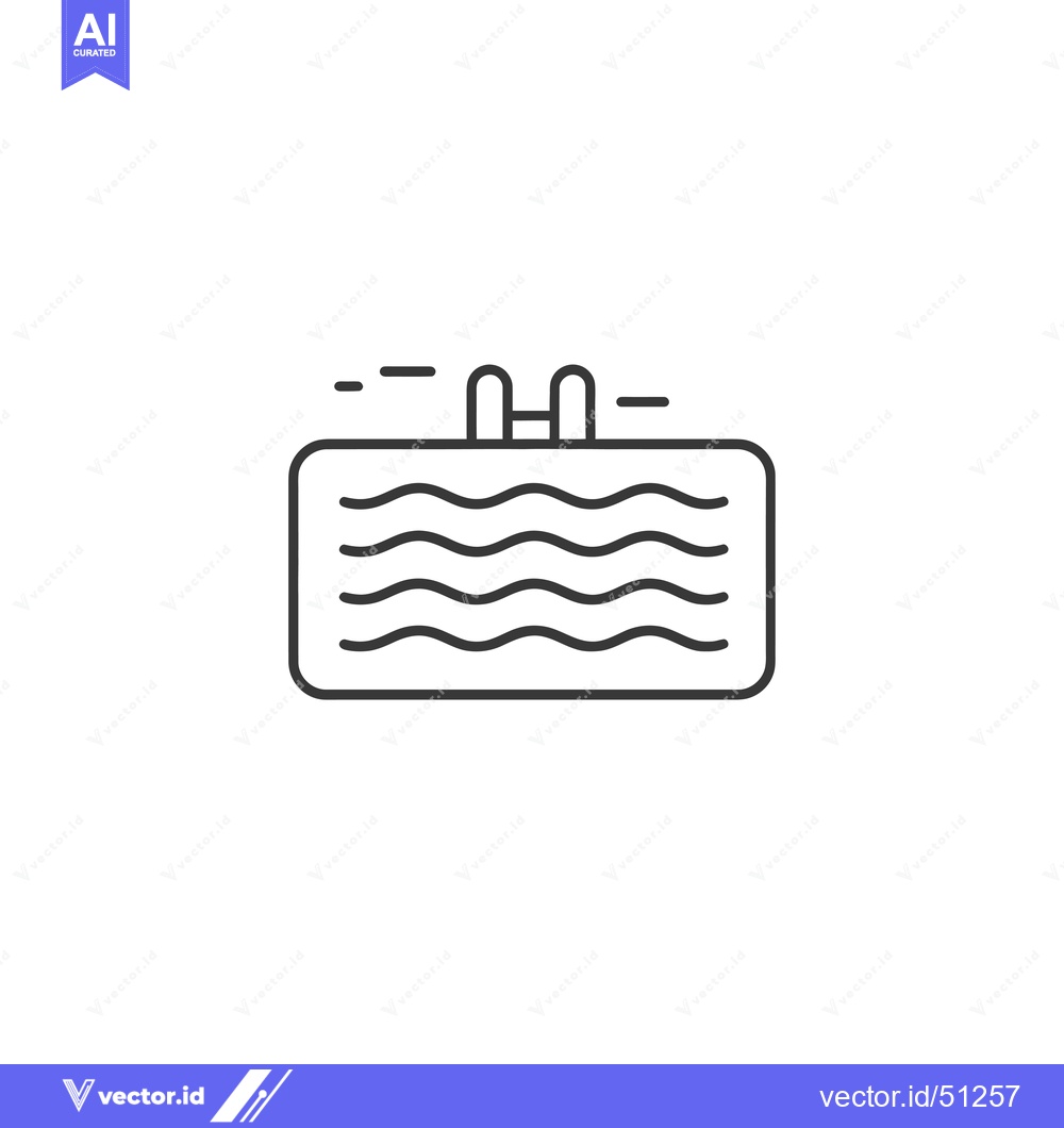 Premium Vector of Line art icon of a swimming pool with a ladder