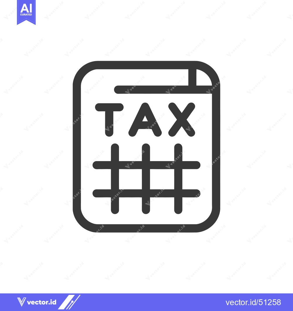 Premium Vector of Line art icon of a tax form with the word "tax"
