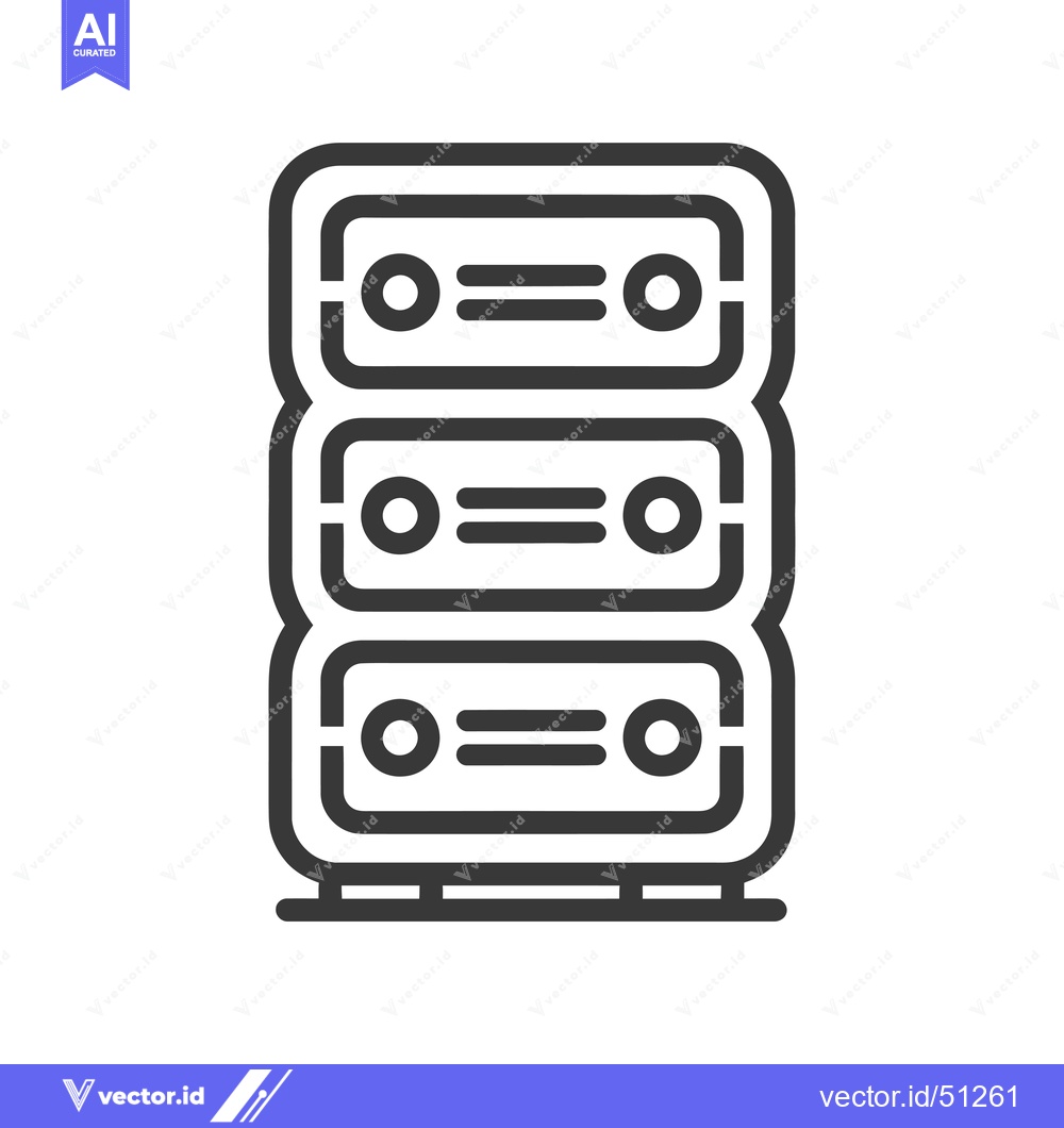 Premium Vector of Line Art Icon of a Three-Tier Server Rack