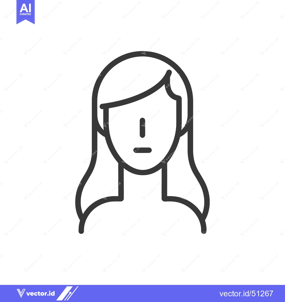 Premium Vector dari Line art icon of a woman's face with long hair