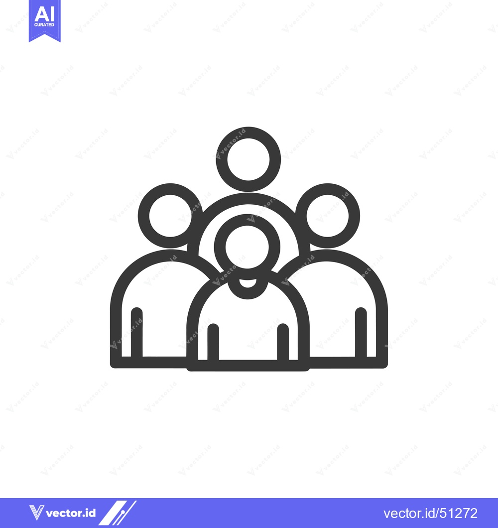 Premium Vector dari Line art icon of four people standing together