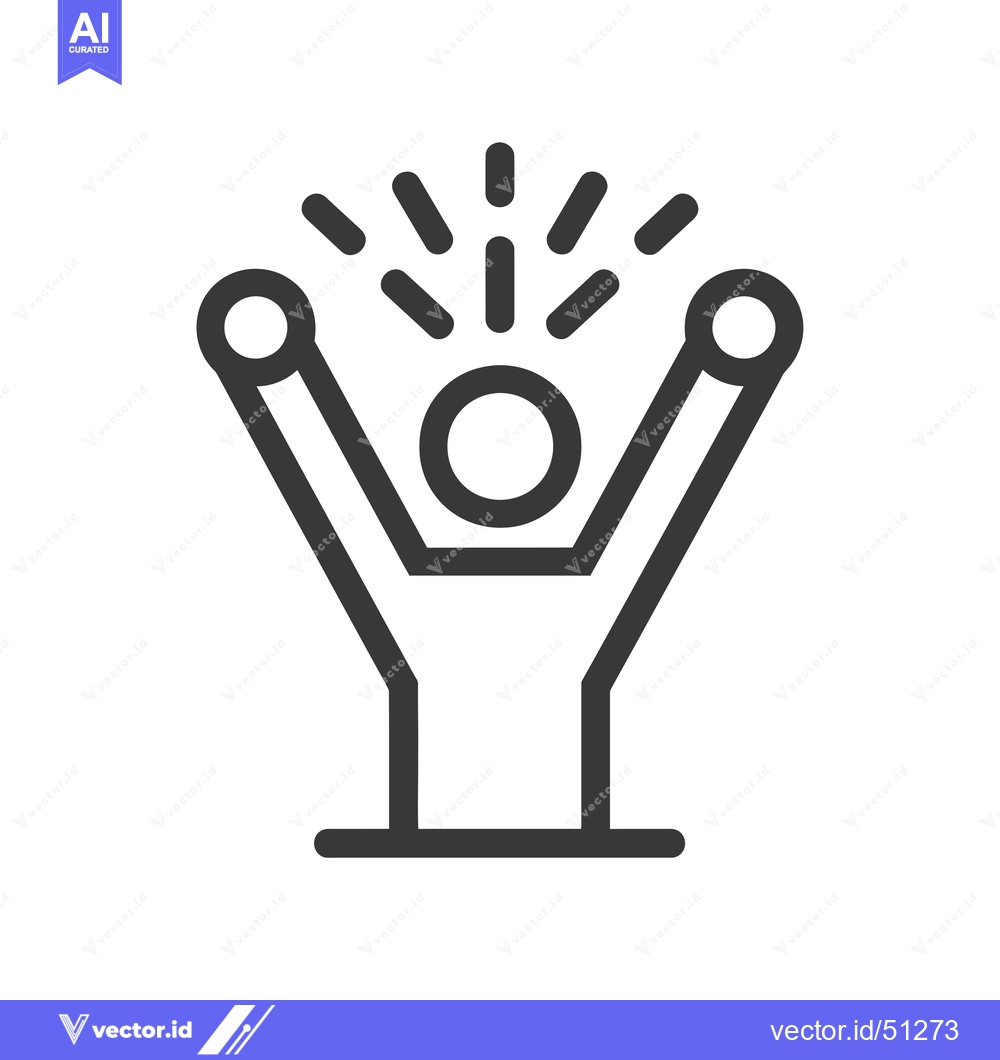 Premium Vector dari Line Art Icon of Person Raising Arms with an Explosion of Light Above
