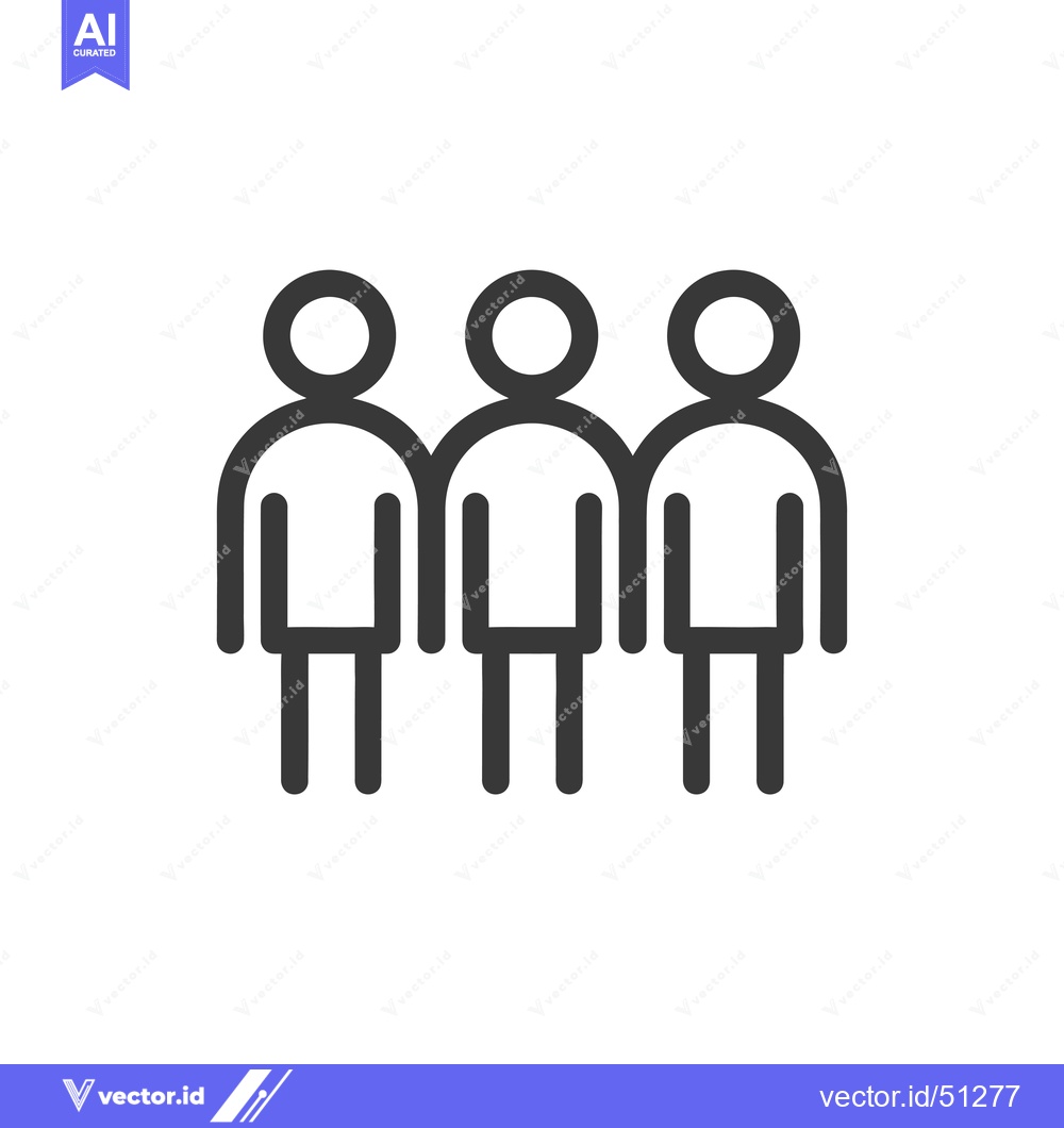 Premium Vector of Line Art Icon of Three People Standing in a Row