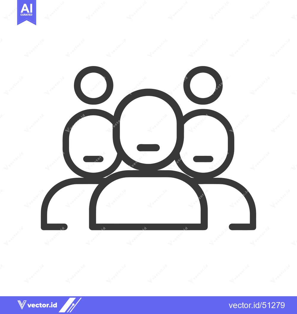 Premium Vector dari Line art icon of three people standing together