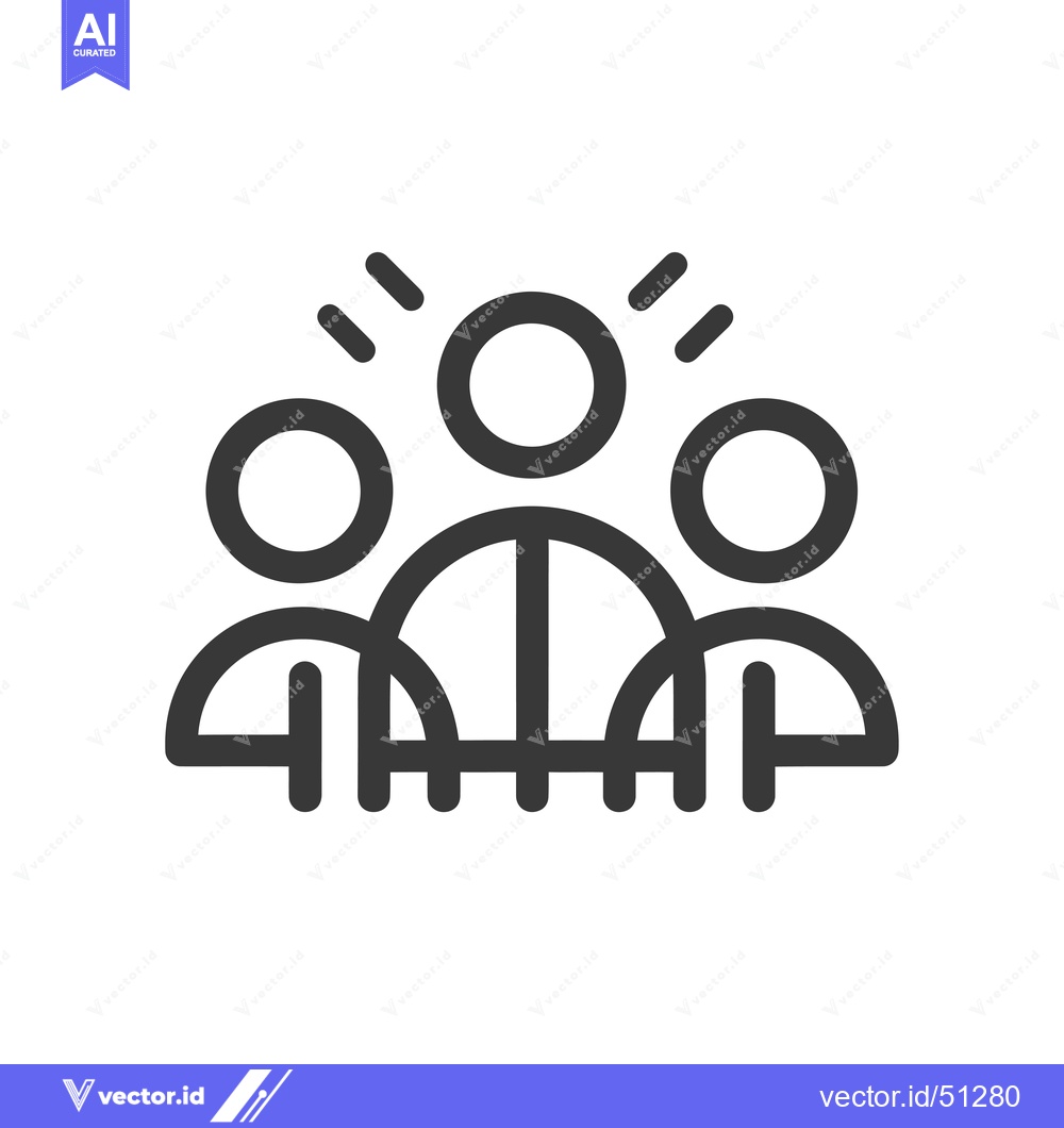 Premium Vector dari Line art icon of three people with one in the center highlighted