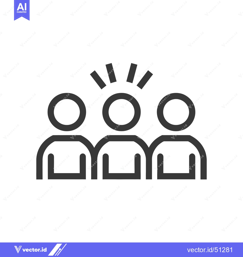 Premium Vector of Line art icon of three people with one person highlighted