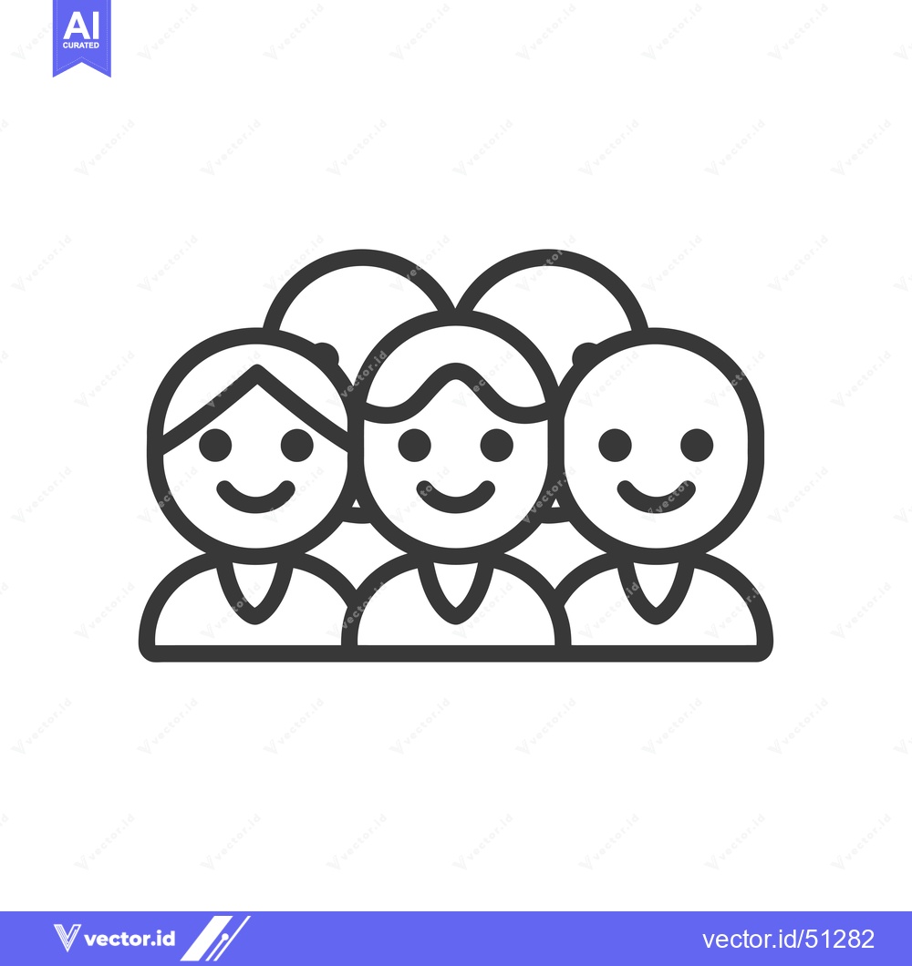 Premium Vector dari Line Art Icon of Three Smiling People Standing Together
