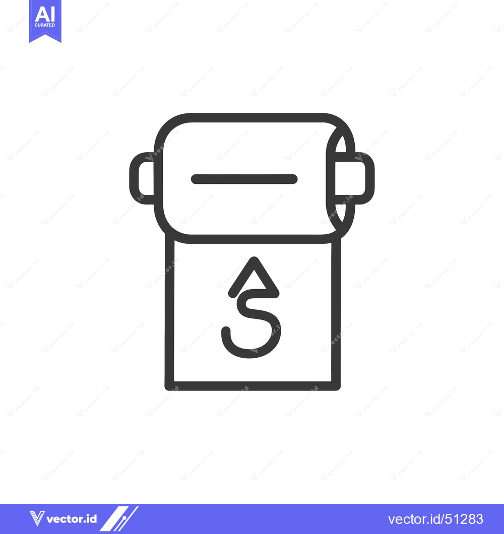 Premium Vector dari Line Art Icon of Toilet Paper Roll with Up Arrow
