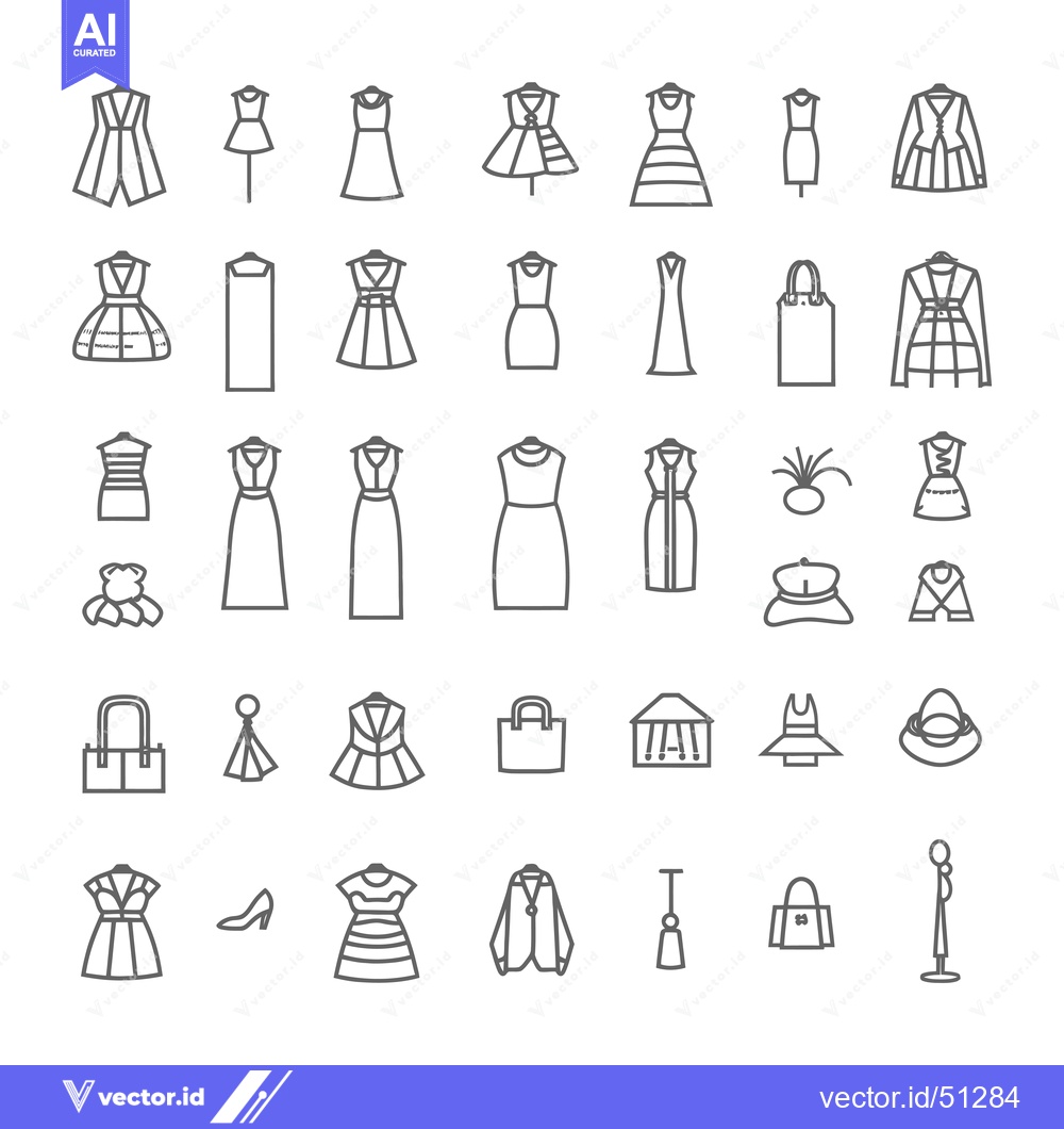 Premium Vector dari Line art icons depicting clothing items and accessories
