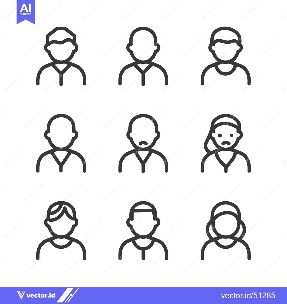 Premium Vector dari Line Art Icons Depicting Diverse Human Profiles