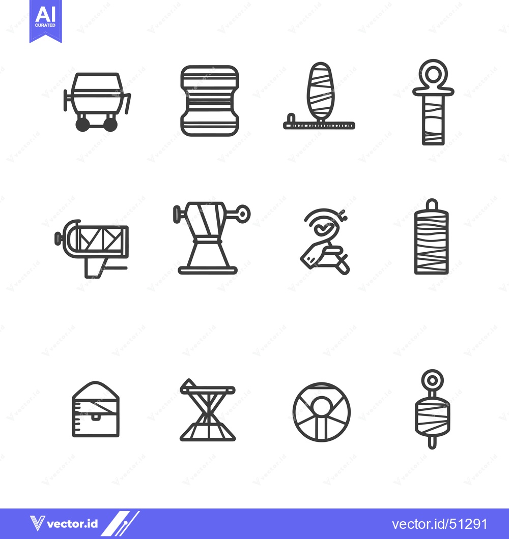 Premium Vector dari Line Art Icons Depicting Sewing Related Items