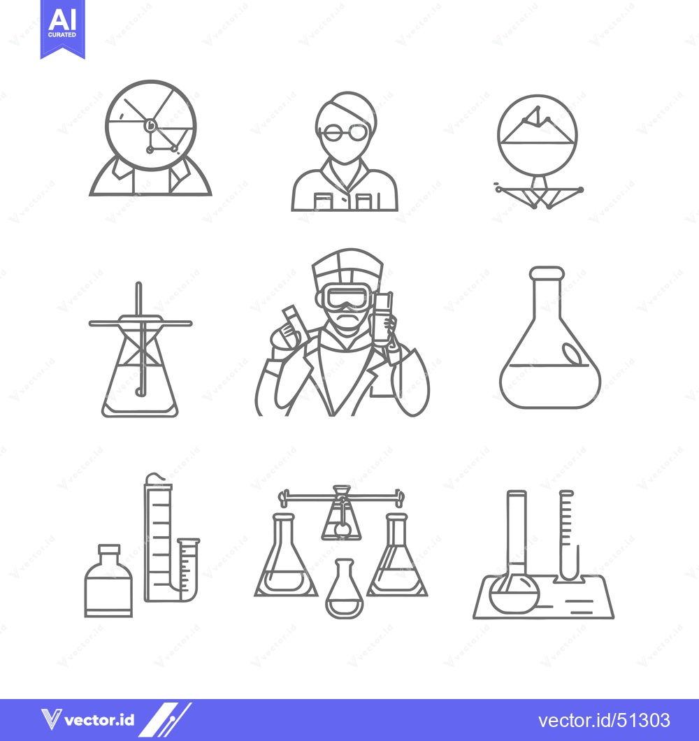 Premium Vector dari Line Art Icons of Chemistry and Science Laboratory Equipment