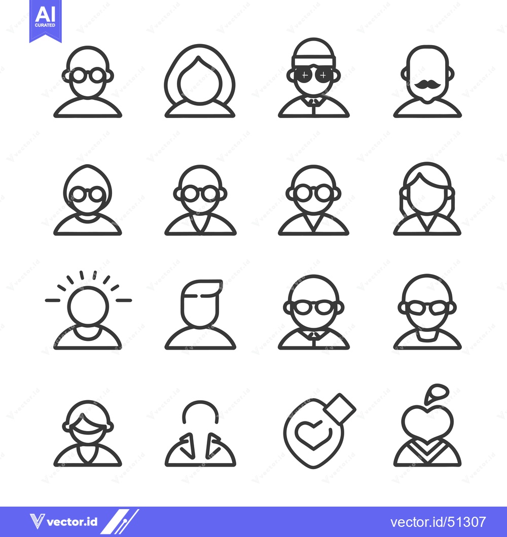 Premium Vector of Line Art Icons of Different People with Various Characteristics