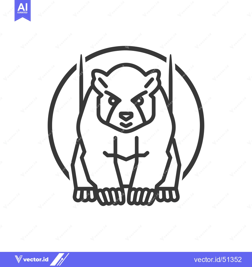 Premium Vector of Line Art Illustration of a Badger in a Circle