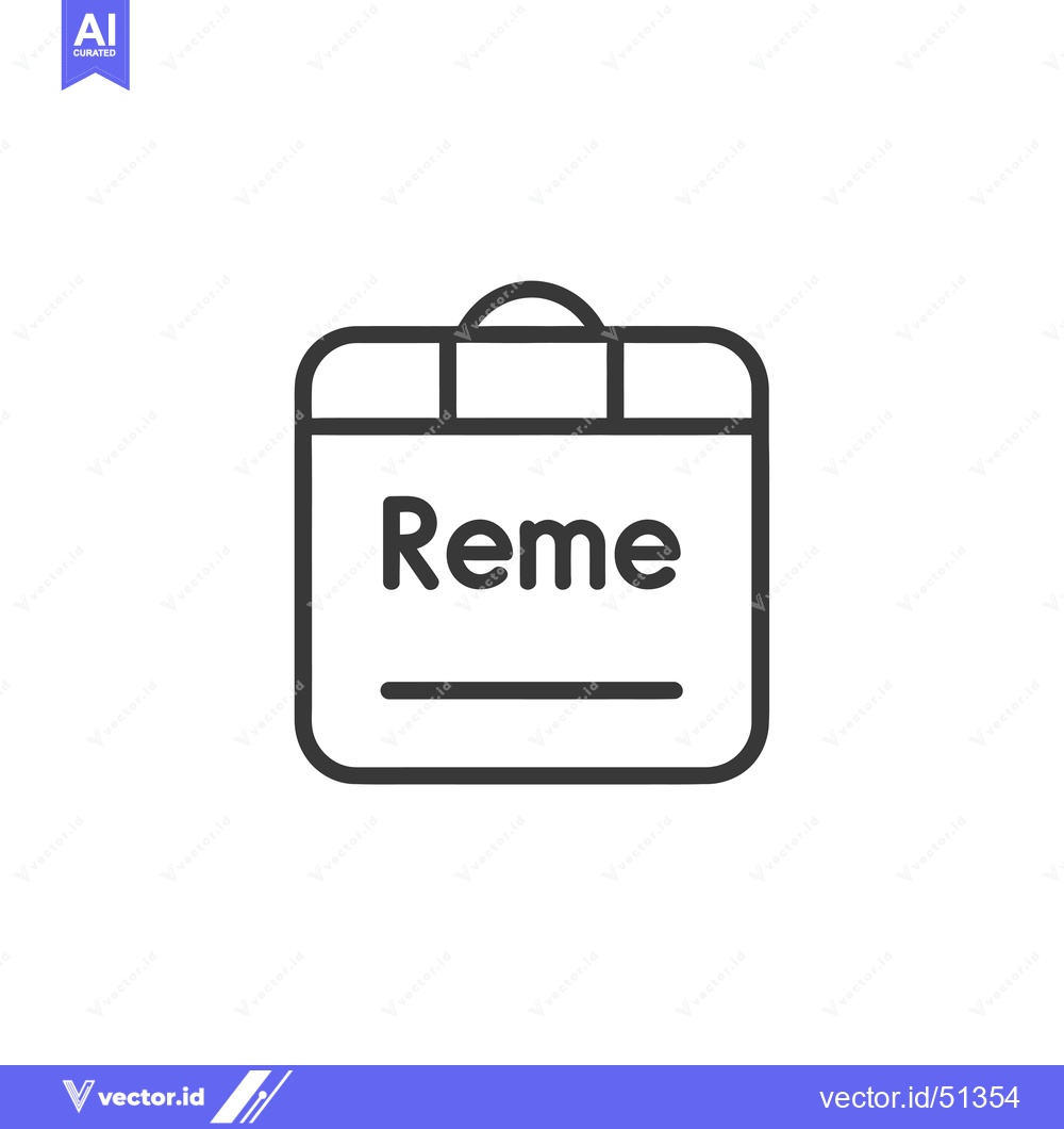 Premium Vector of Line Art Illustration of a Bag with the Word "Reme" Written on It
