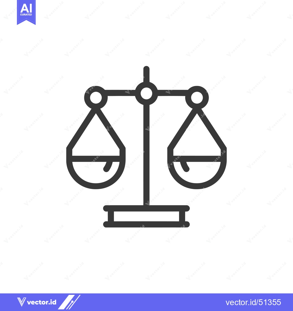 Premium Vector dari Line art illustration of a balanced scale