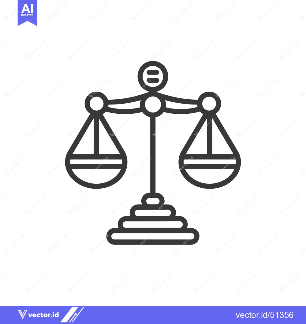 Premium Vector of Line Art Illustration of a Balanced Scale