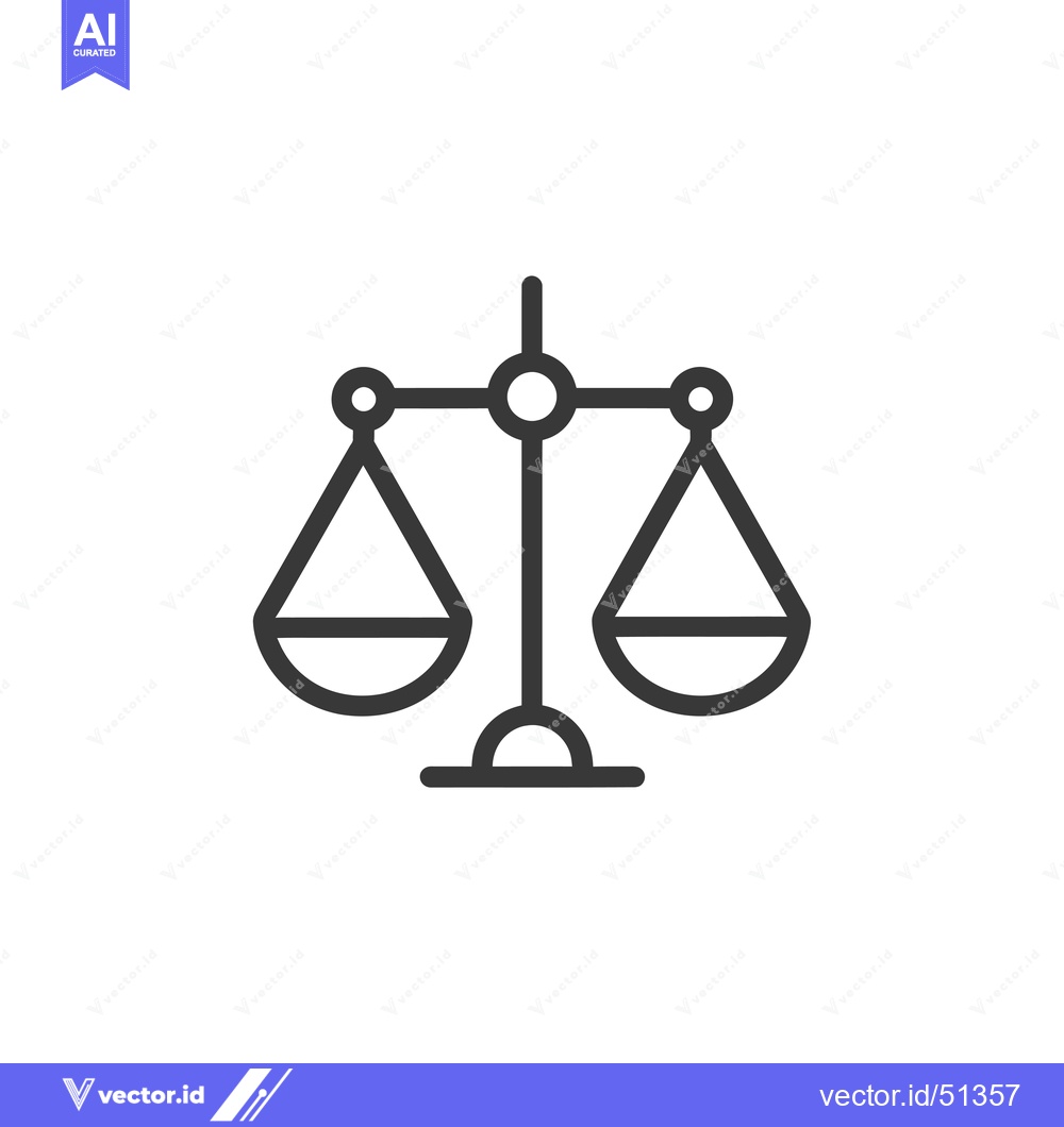 Premium Vector of Line Art Illustration of a Balanced Scale
