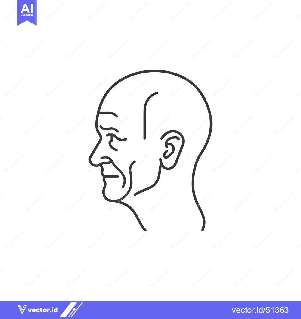 Premium Vector dari Line Art Illustration of a Bald Man's Head in Profile