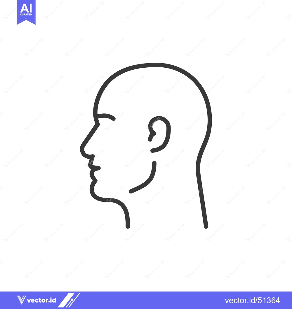 Premium Vector of Line art illustration of a bald man's head in profile