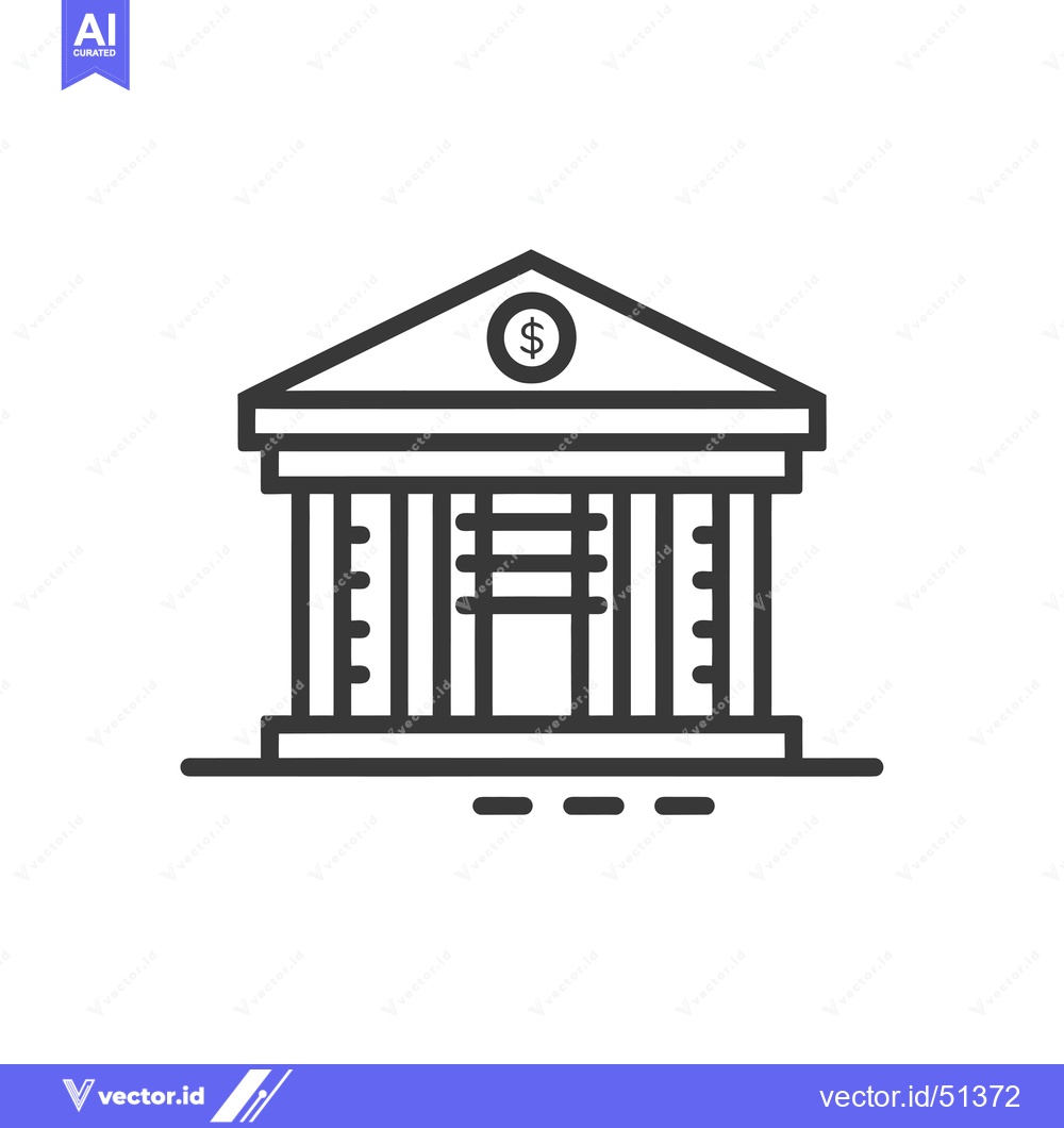 Premium Vector dari Line art illustration of a bank building with a dollar sign