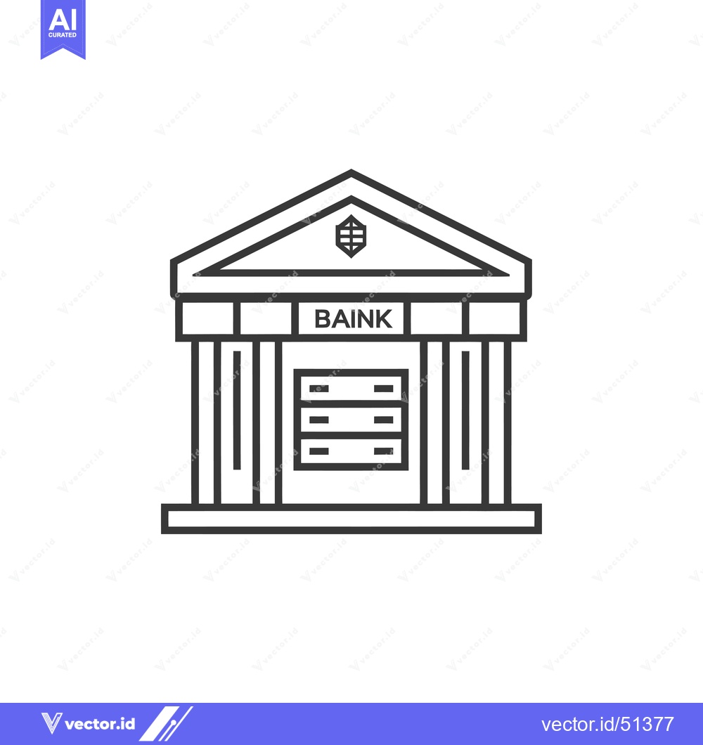 Premium Vector dari Line Art Illustration of a Bank Building with Columns