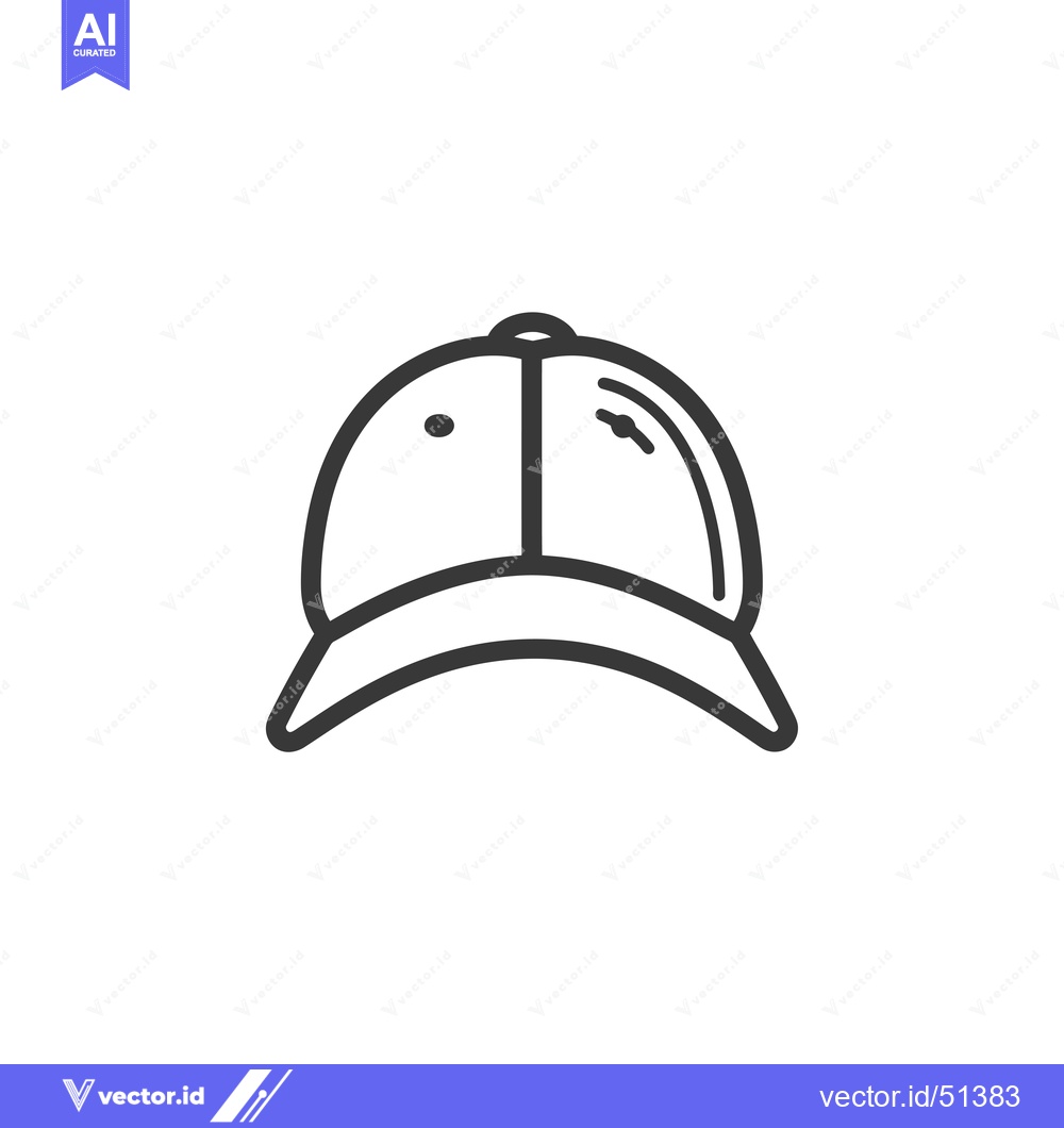 Premium Vector of Line art illustration of a baseball cap