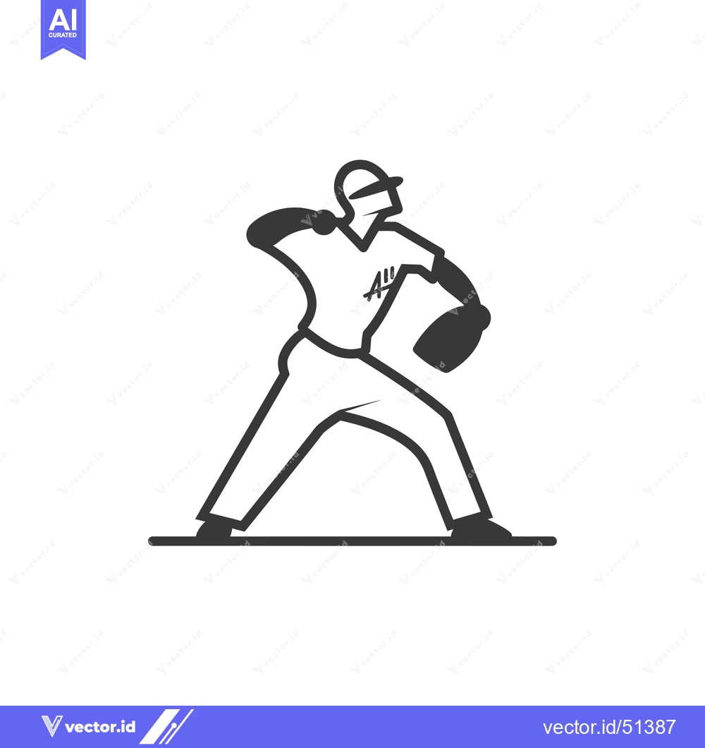 Premium Vector dari Line Art Illustration of a Baseball Pitcher Throwing a Pitch