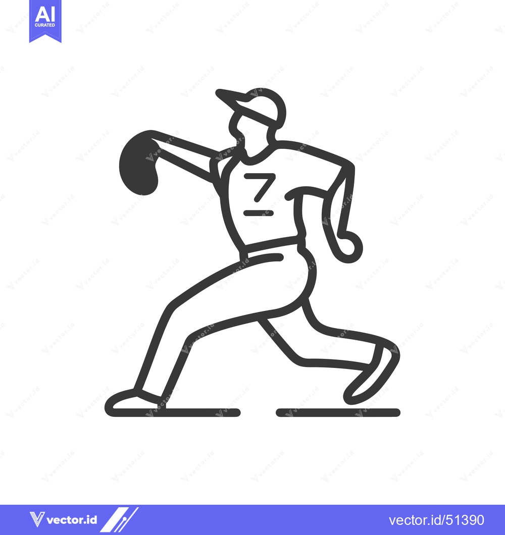 Premium Vector dari Line Art Illustration of a Baseball Player Pitching