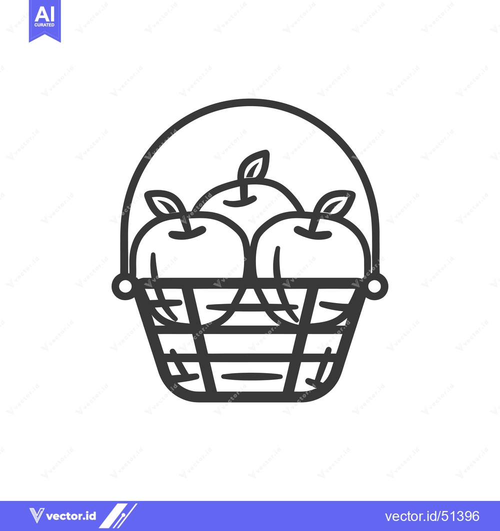 Premium Vector dari Line art illustration of a basket of apples