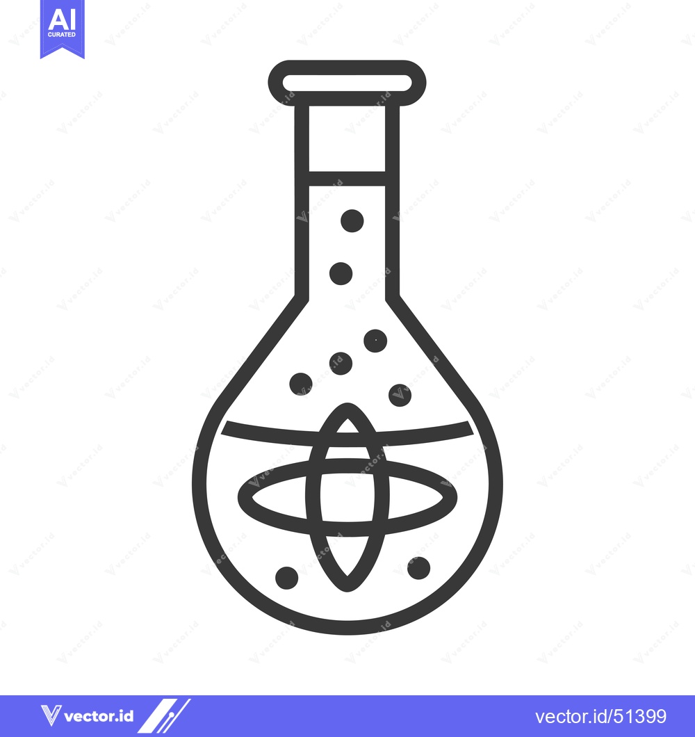Premium Vector of Line Art Illustration of a Beaker with a Molecule Inside