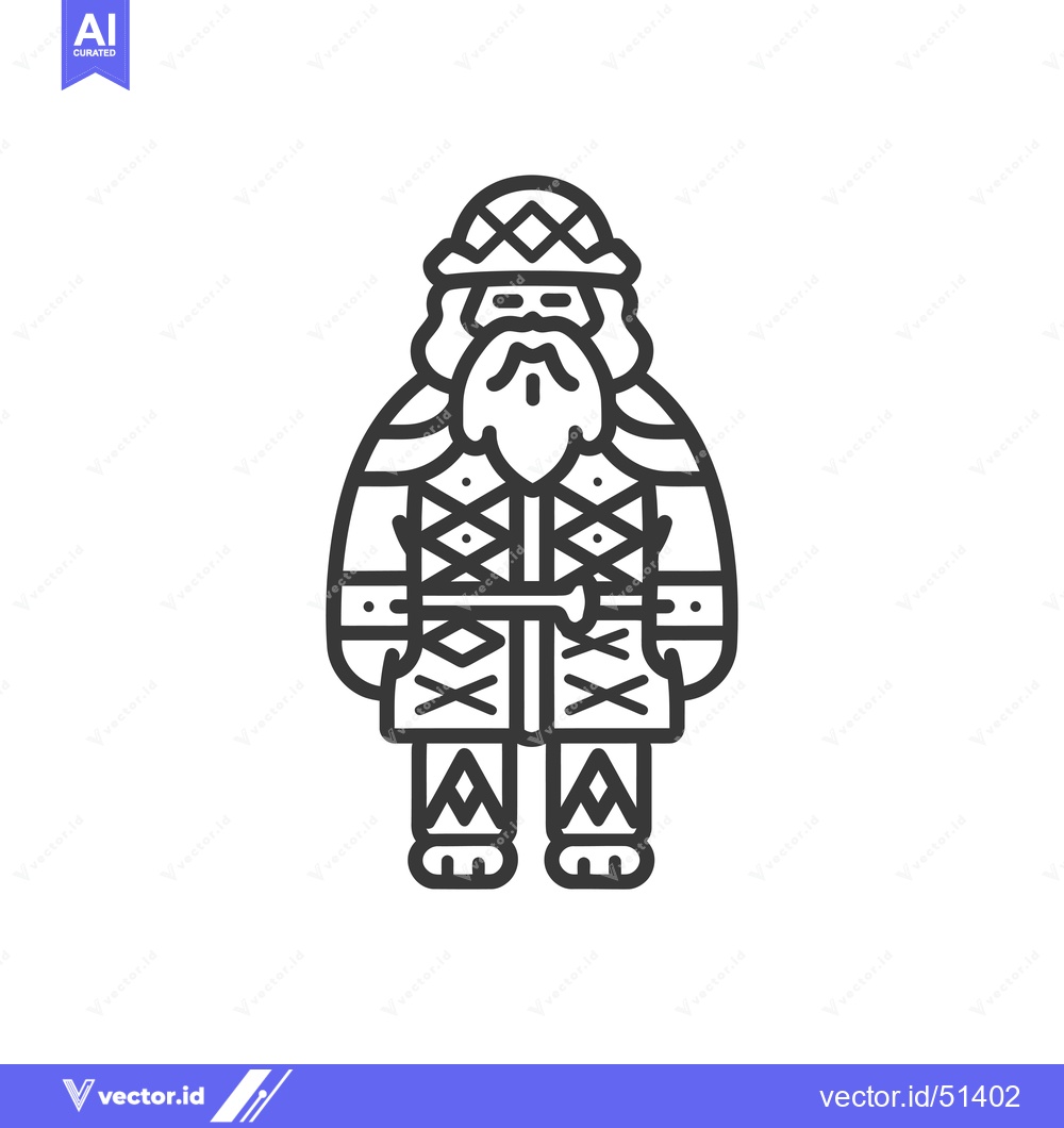 Premium Vector dari Line Art Illustration of a Bearded Man in Traditional Clothing