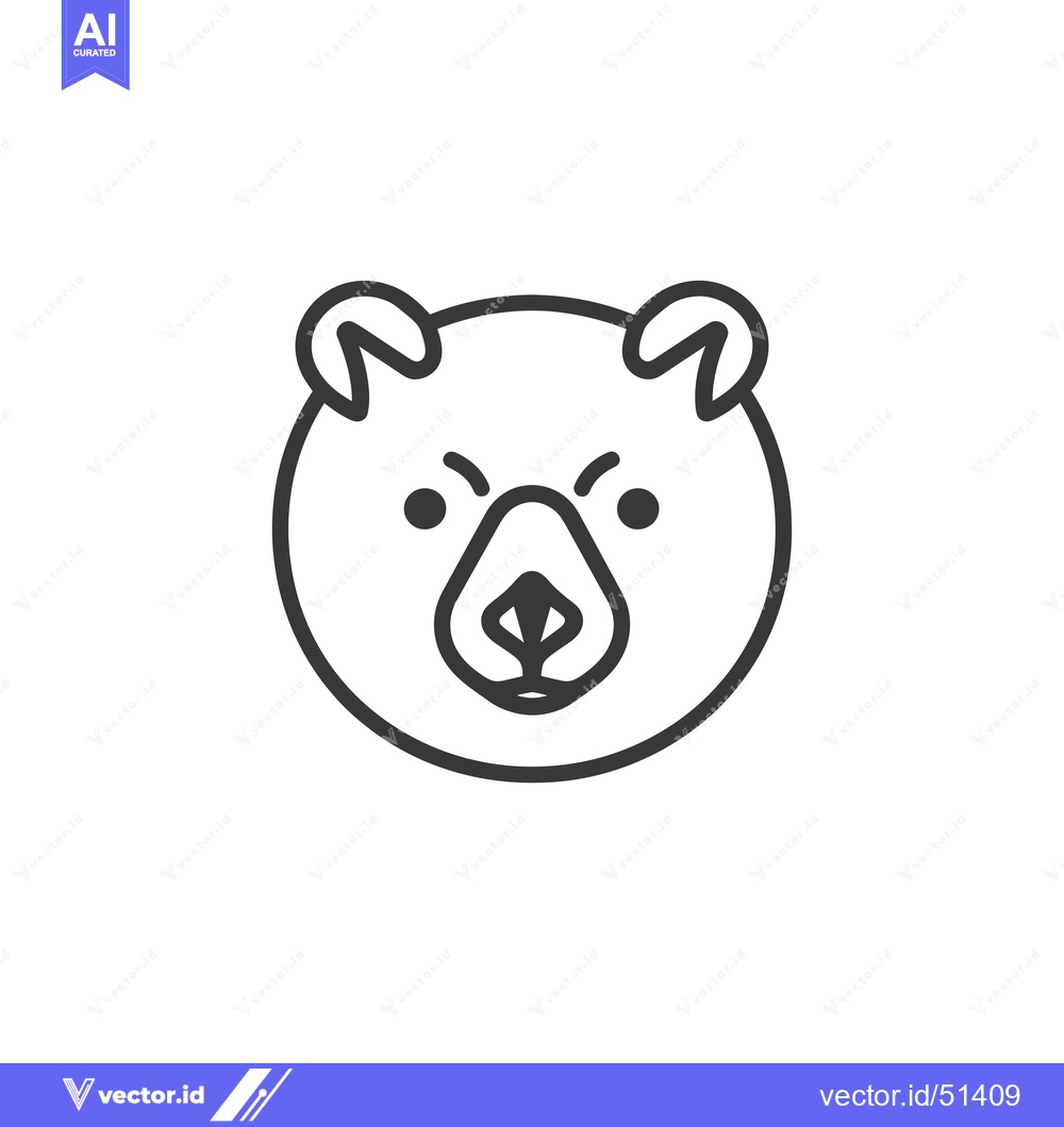 Premium Vector of Line Art Illustration of a Bear's Face