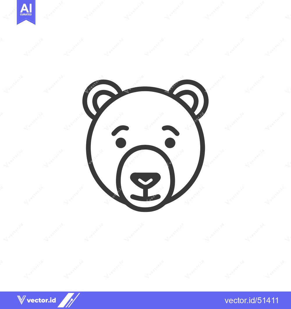 Premium Vector of Line Art Illustration of a Bear's Face