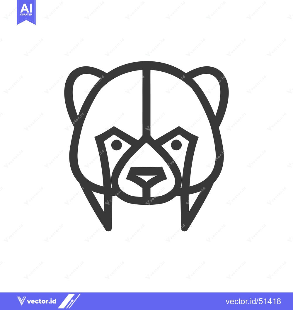 Premium Vector dari Line art illustration of a bear's head