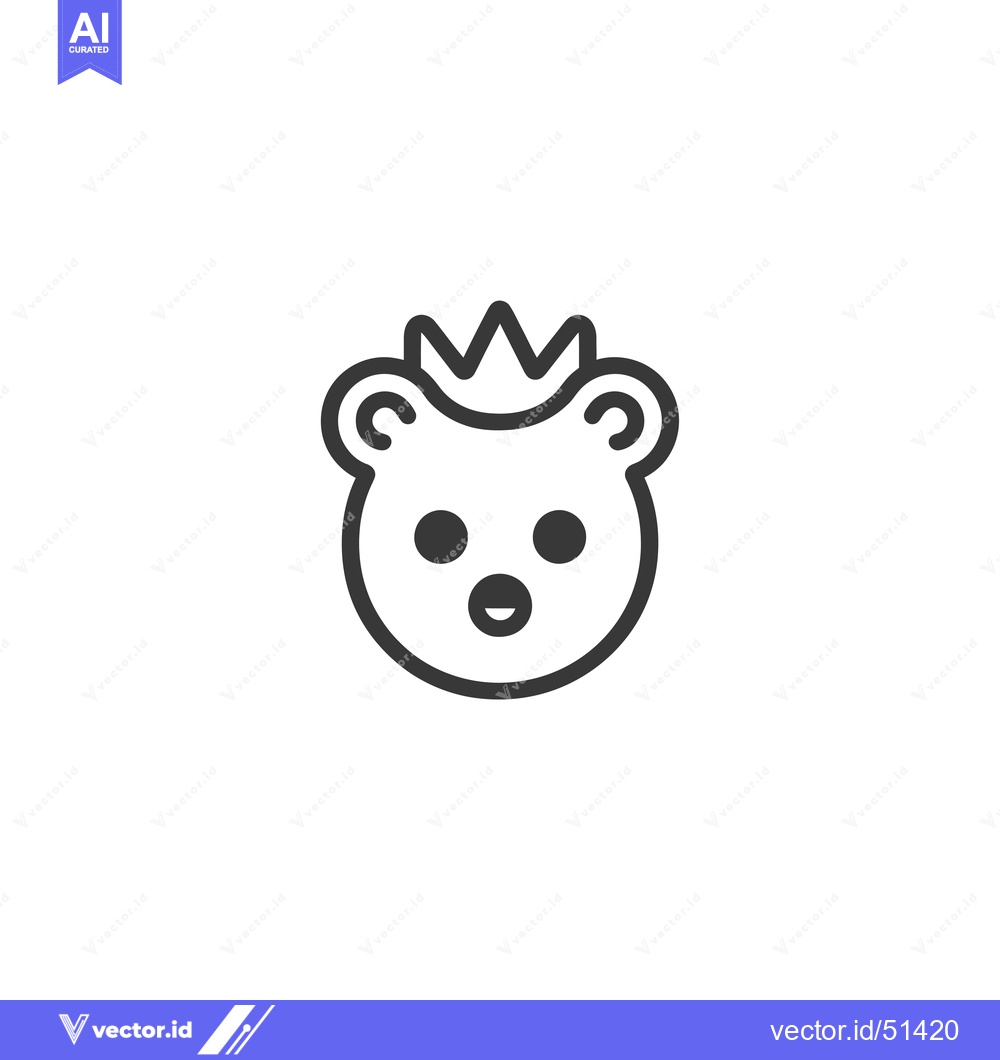 Premium Vector dari Line Art Illustration of a Bear Wearing a Crown