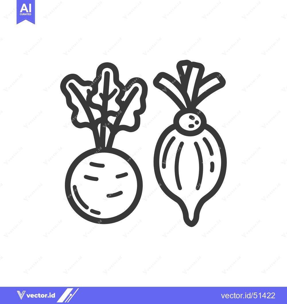 Premium Vector dari Line Art Illustration of a Beet and a Turnip