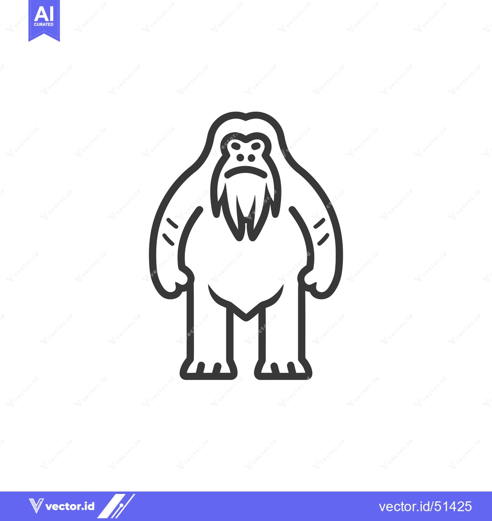 Premium Vector dari Line Art Illustration of a Bigfoot with a Beard